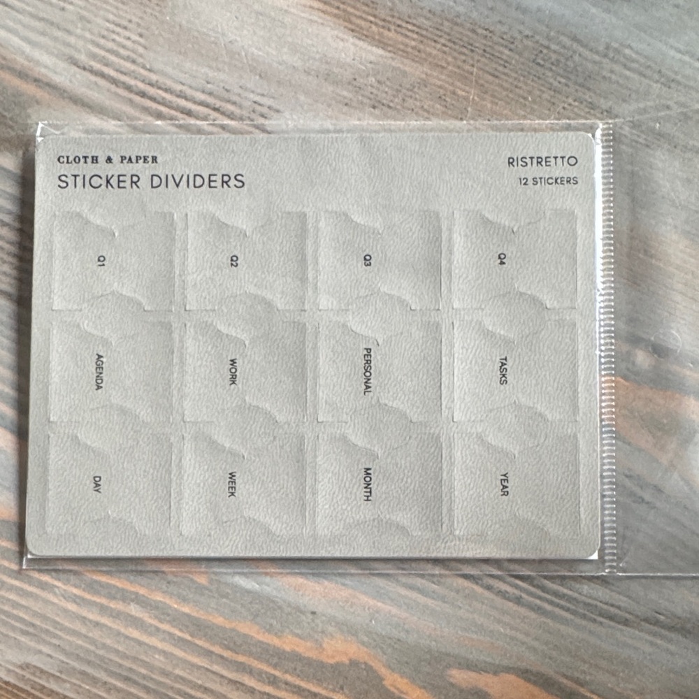Cloth & Paper Ristretto Sticker Dividers — Neutral Gray Planner Tabs